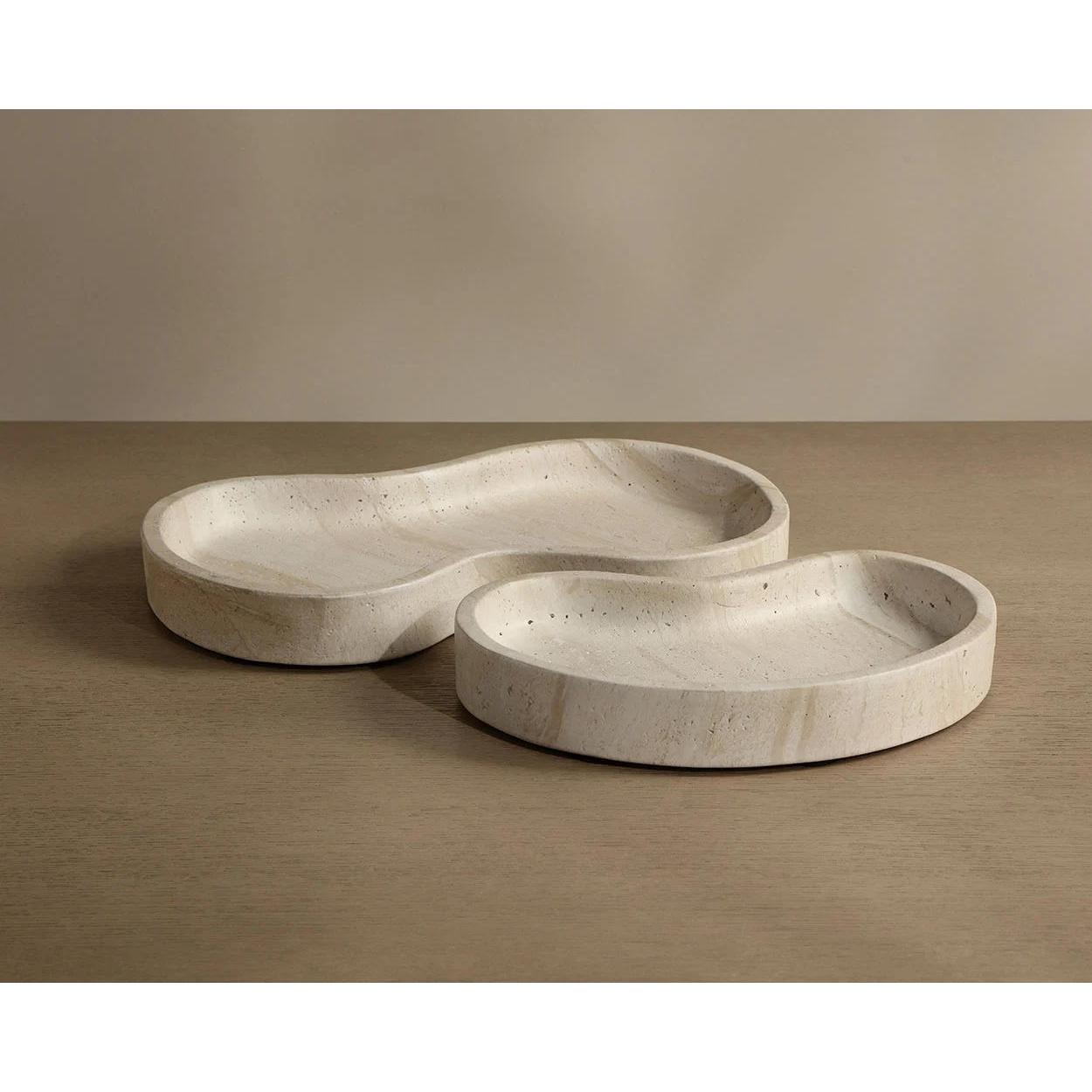 Amoeba Tray (Set Of 2) - Travertine Look - Desert 1 Amoeba Tray (Set Of 2) - Travertine Look - Desert