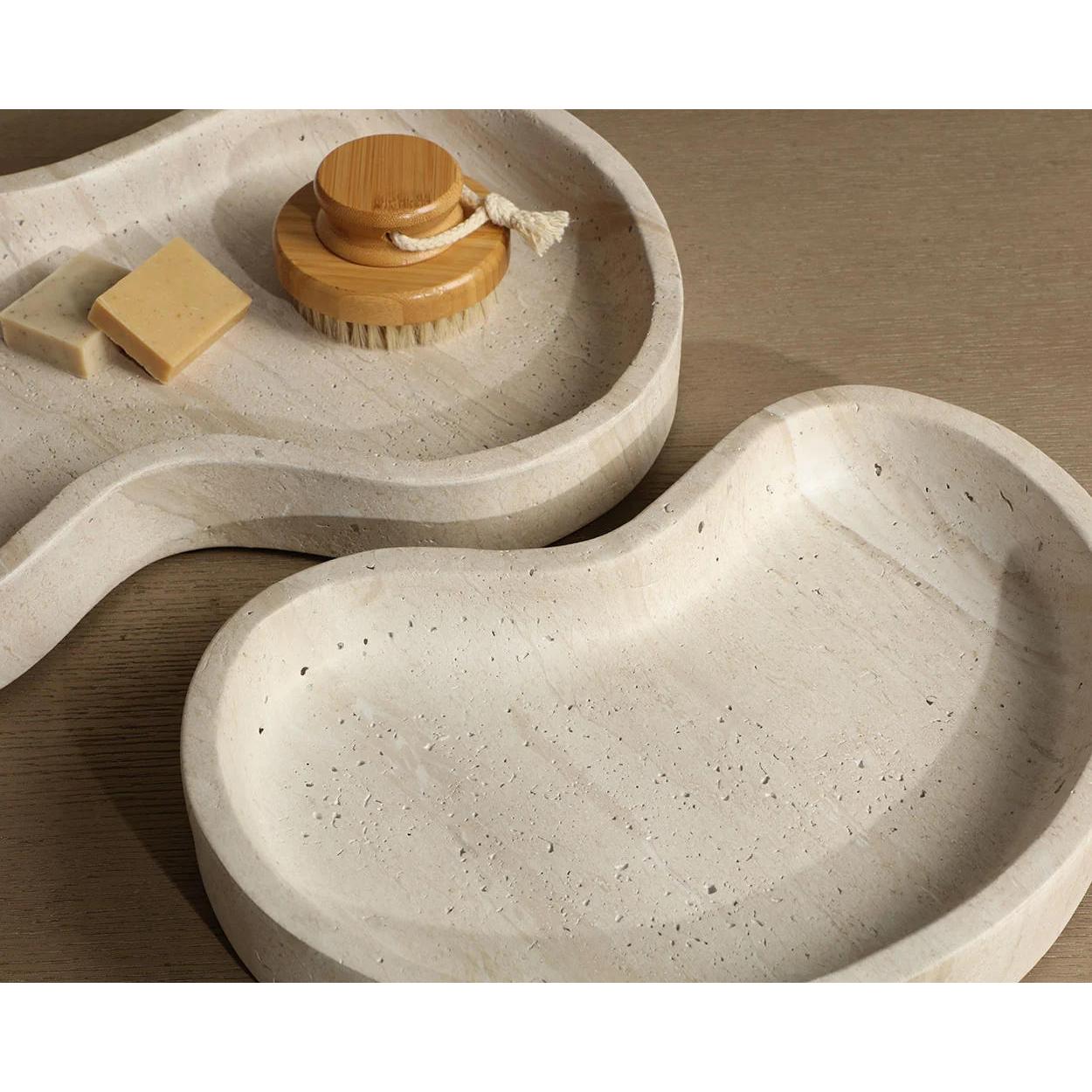 Amoeba Tray (Set Of 2) - Travertine Look - Desert 5 Amoeba Tray (Set Of 2) - Travertine Look - Desert - Image 5