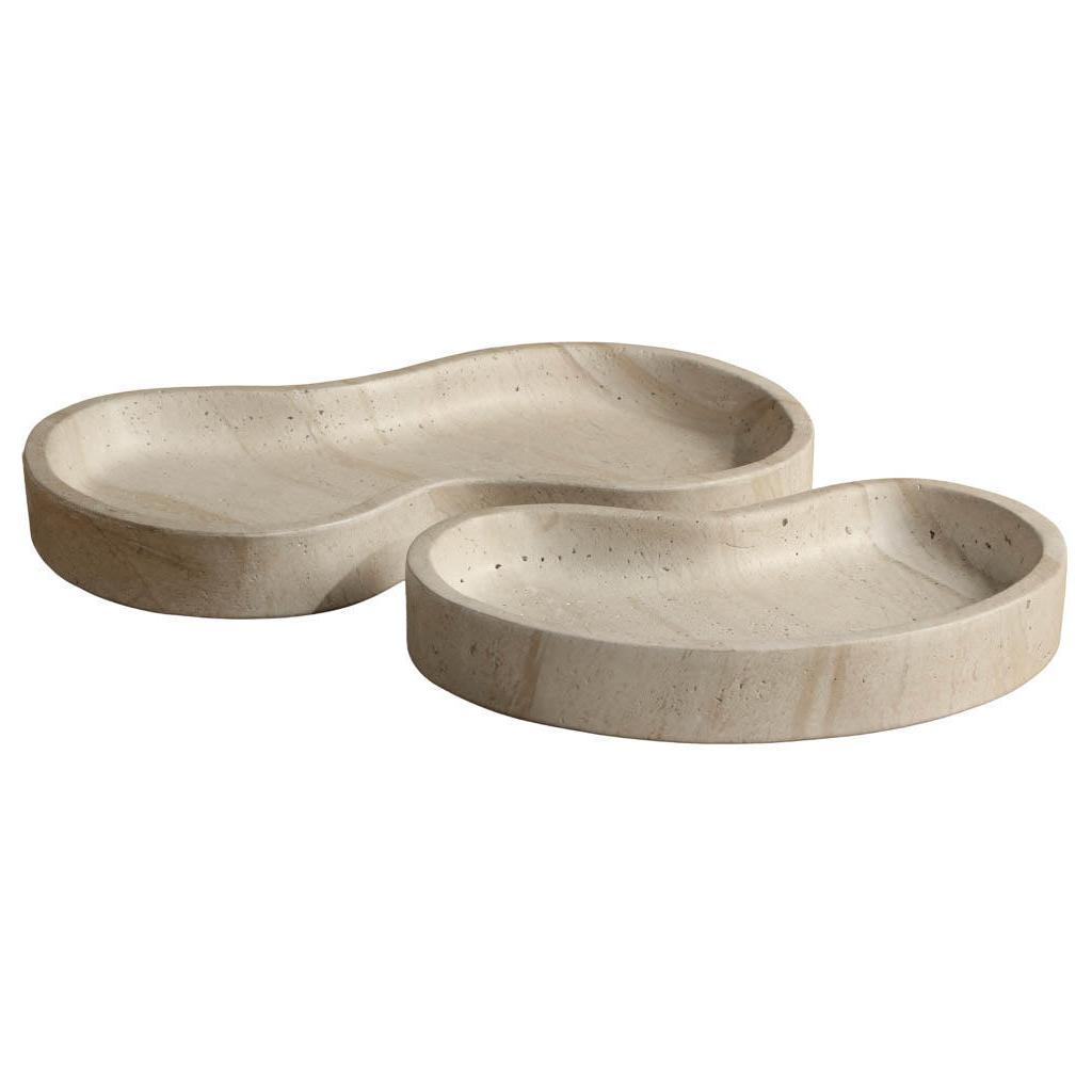 Amoeba Tray (Set Of 2) - Travertine Look - Desert 6 Amoeba Tray (Set Of 2) - Travertine Look - Desert - Image 6