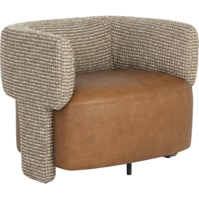 Coppola Lounge Chair - Cognac Leather / Torched Meringue