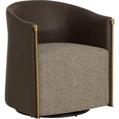 Leontine Swivel Lounge Chair - Gellar Earth / Eglinton Espresso