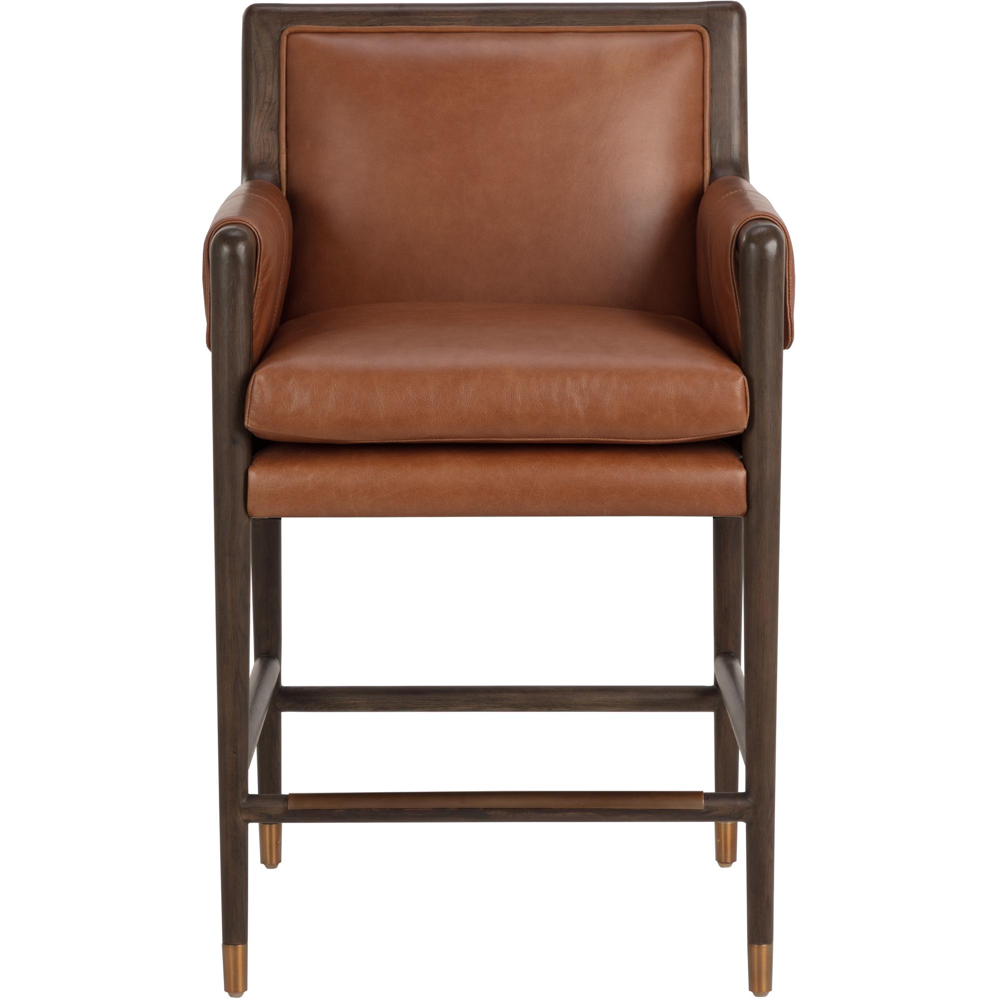 Mauti Counter Stool - Brown - Shalimar Tobacco Leather 2 Mauti Counter Stool - Brown - Shalimar Tobacco Leather - Image 2