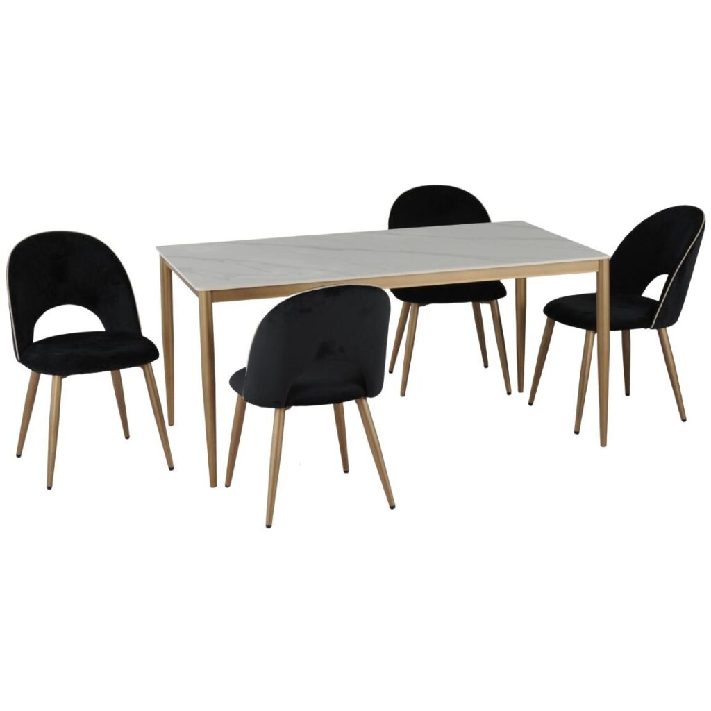 Emilia Dining Table - White/Gold - Image 4