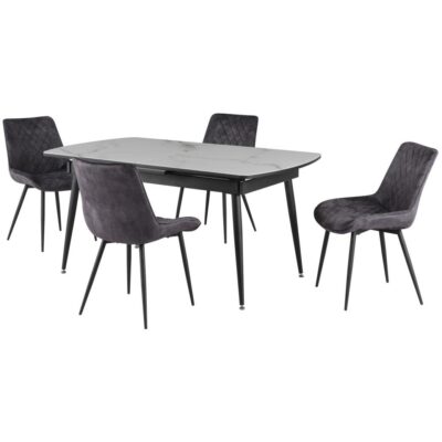 Fabian 5-Piece Dining Set - White/Grey