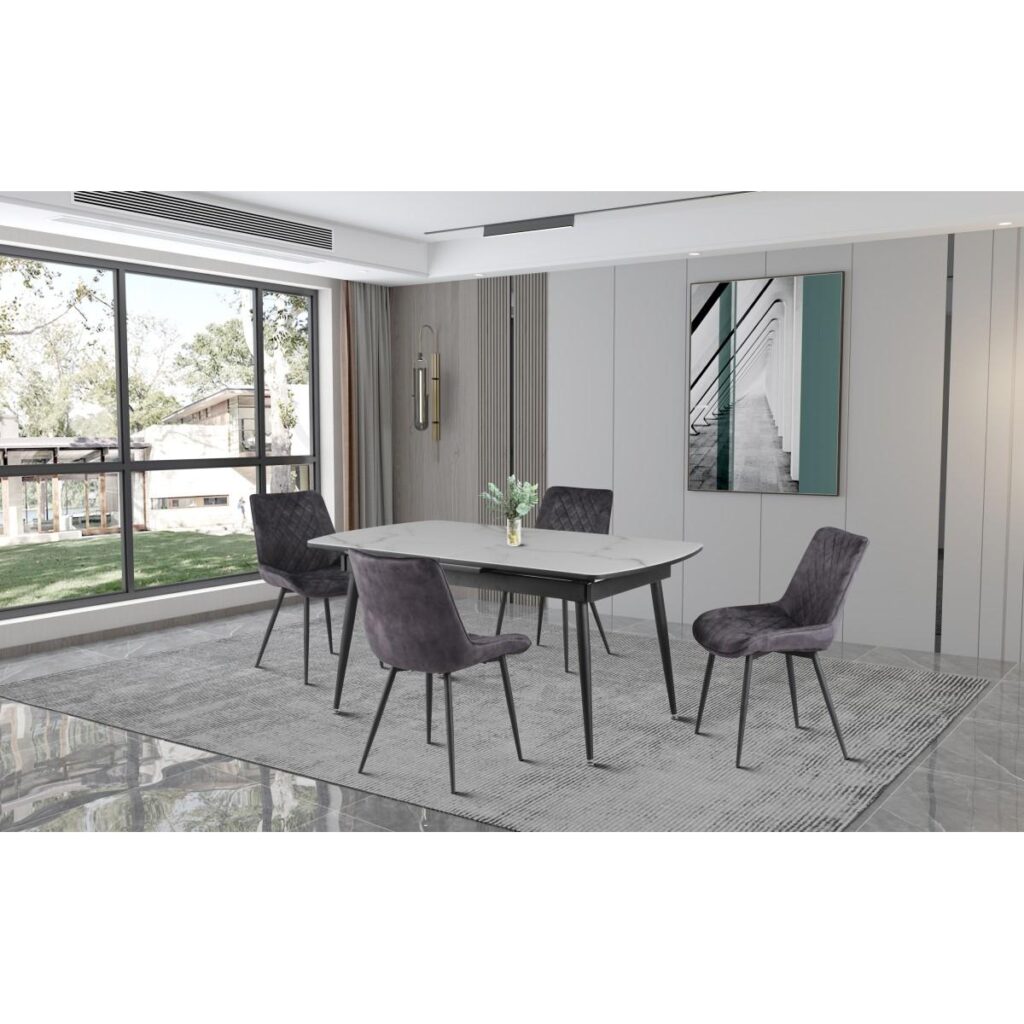 Fabian 5-Piece Dining Set - White/Grey - Image 2