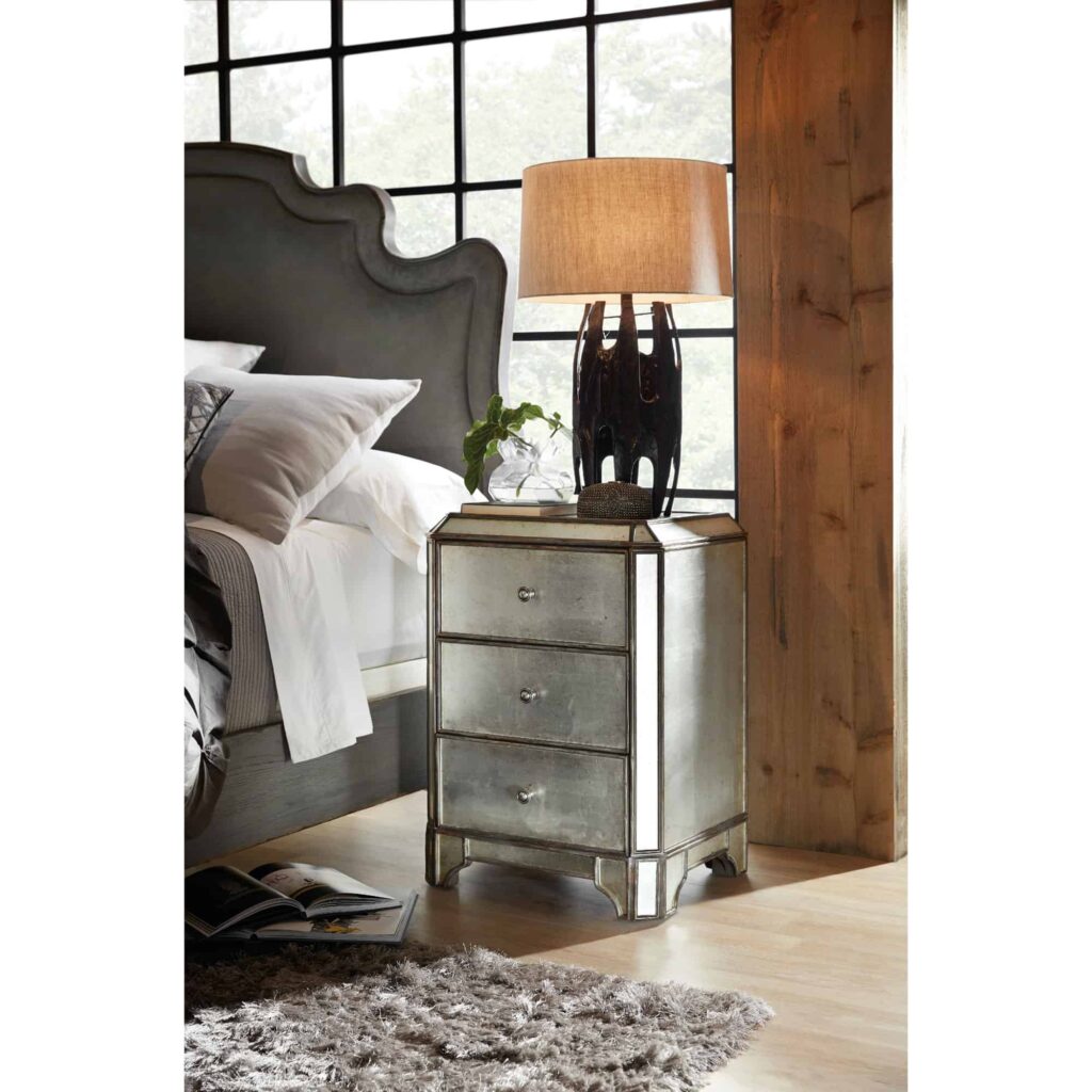 Arabella Mirrored Three-Drawer Nightstand - Image 6