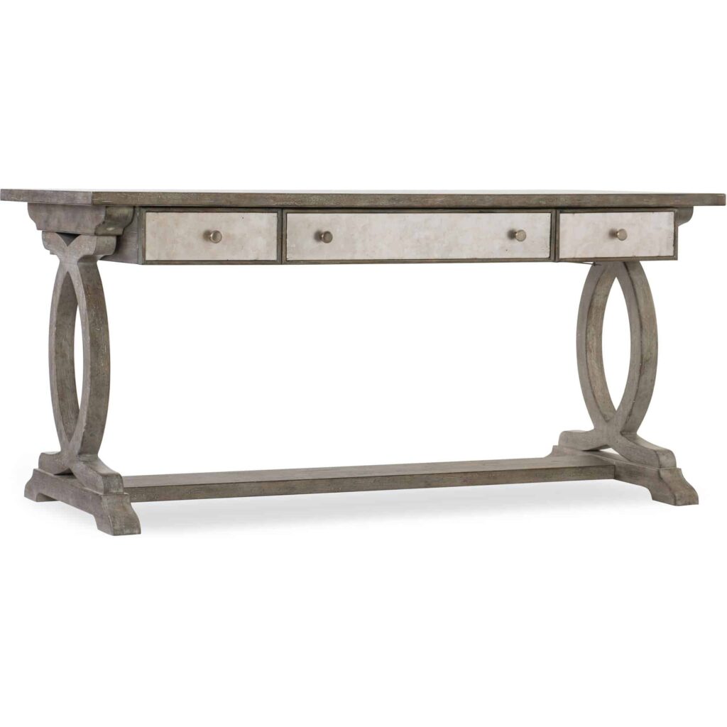 Rustic Glam Trestle Desk 1641-10459-LTWD 1641 10459 ltwd drawerside