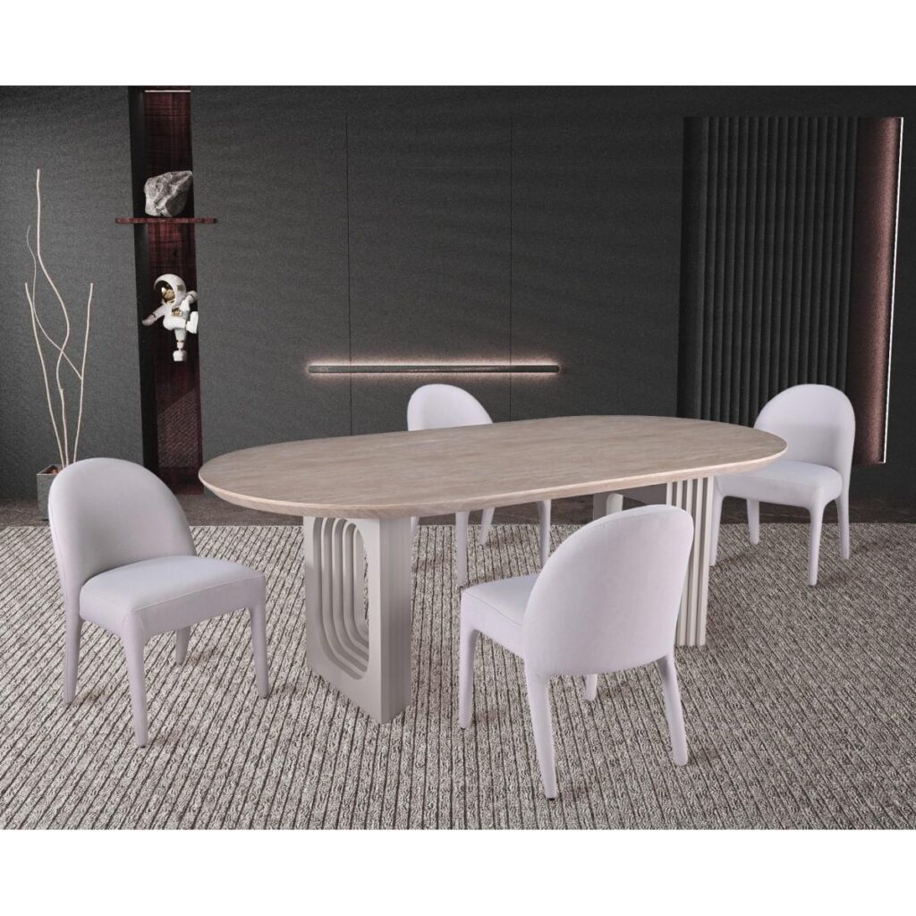 Dafne 5-Piece Dining Set - Beige - Image 2