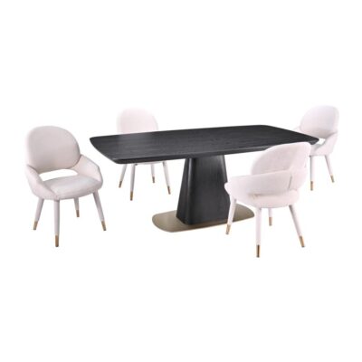 Demetri 5-Piece Dining Set - Black/Beige