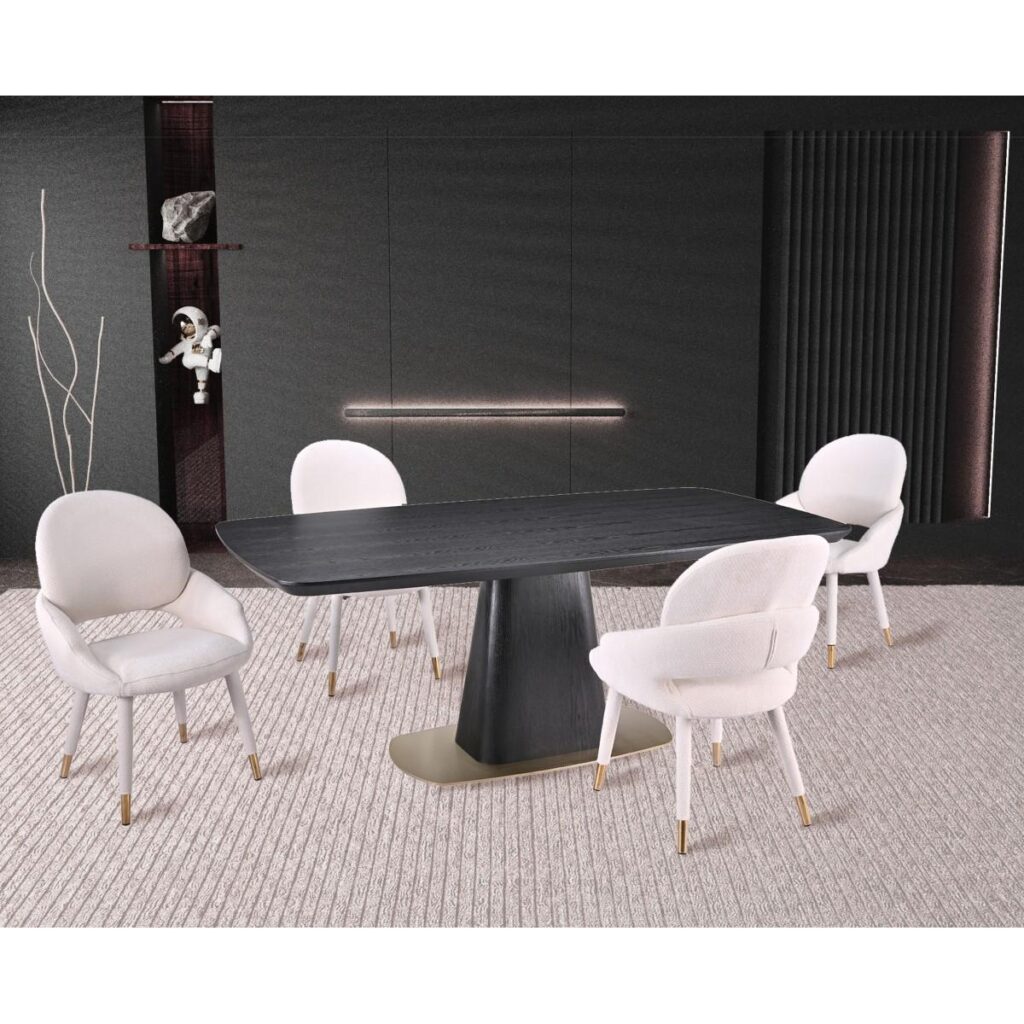 Demetri 5-Piece Dining Set - Black/Beige - Image 2