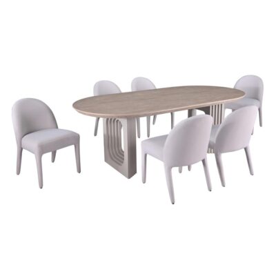 Dafne 7-Piece Dining Set - Beige
