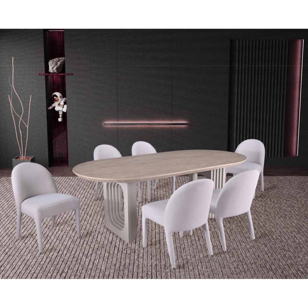 Dafne 7-Piece Dining Set - Beige - Image 2