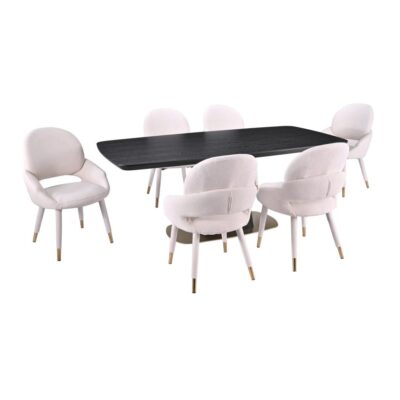Demetri 7-Piece Dining Set - Black/Beige