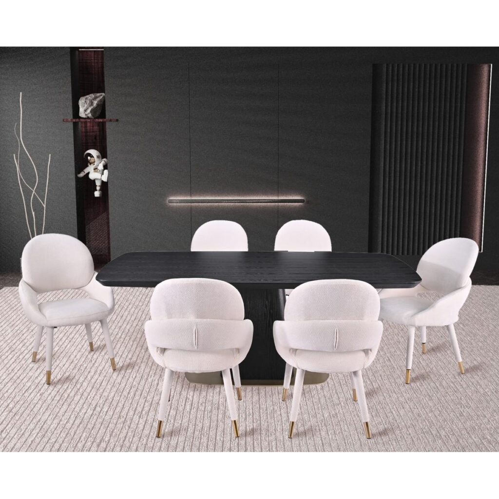 Demetri 7-Piece Dining Set - Black/Beige - Image 4