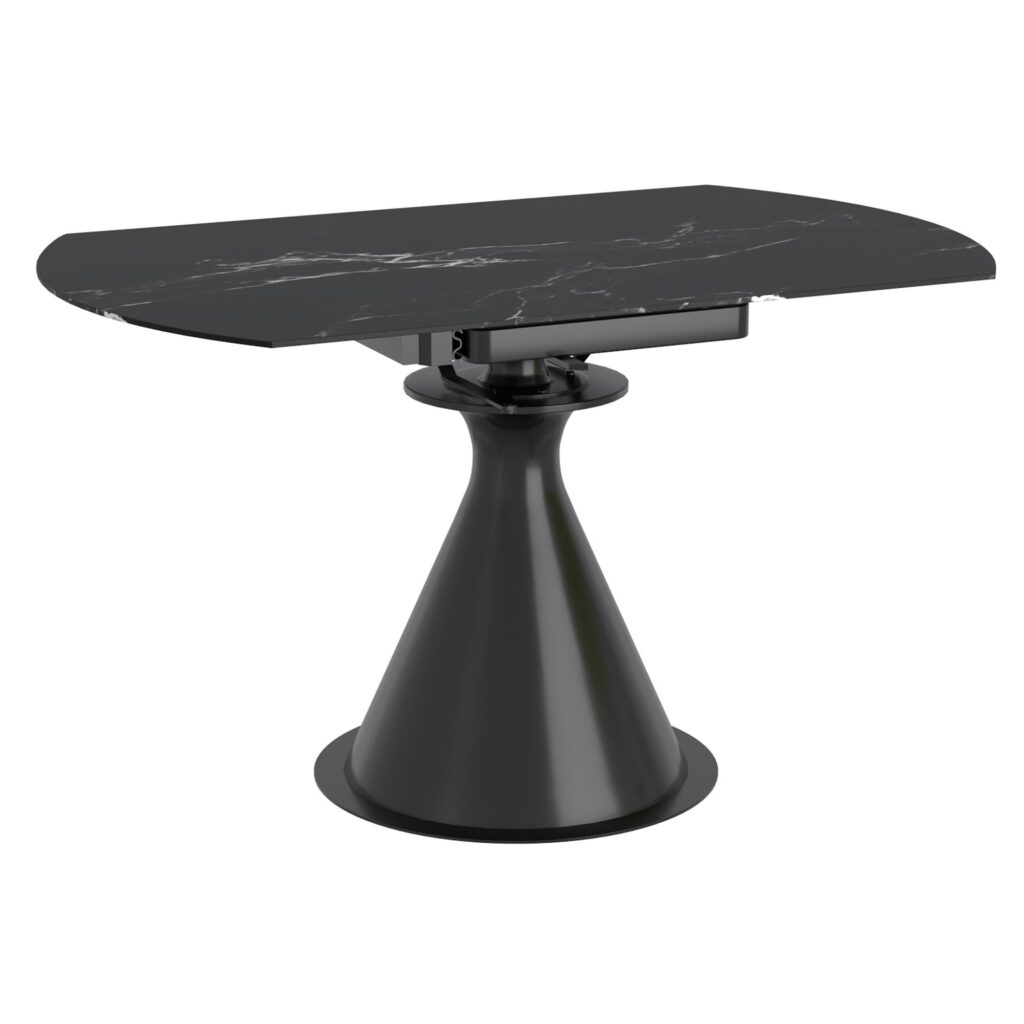 Calisto Round Pedestal Dining Table w/Extension in Black - Image 3