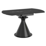 Calisto Round Pedestal Dining Table w/Extension in Black 201-110BK 201 110BK 2
