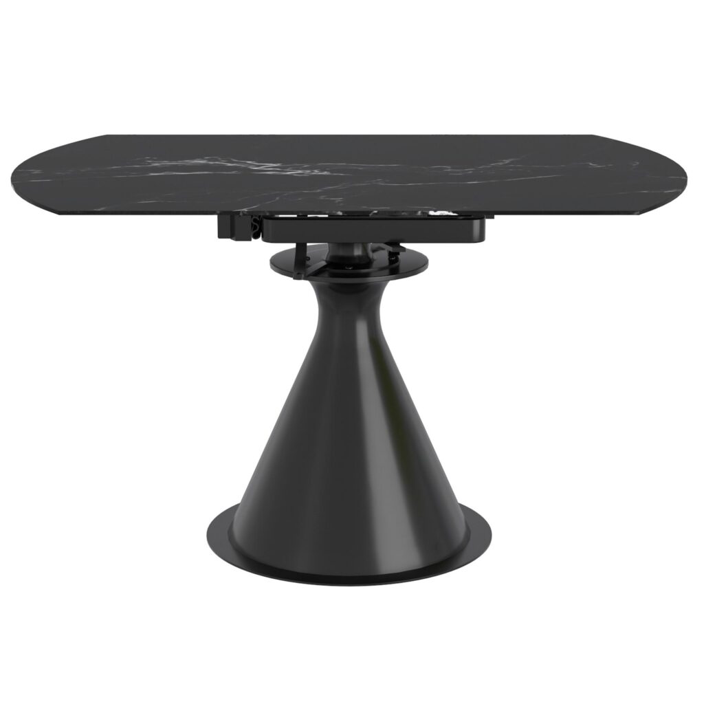 Calisto Round Pedestal Dining Table w/Extension in Black - Image 5