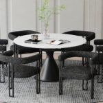 Calisto Round Pedestal Dining Table w/Extension in White and Black 201-110WT 201 110WT 1