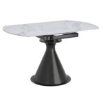 Calisto Round Pedestal Dining Table w/Extension in White and Black 201-110WT 201 110WT 2