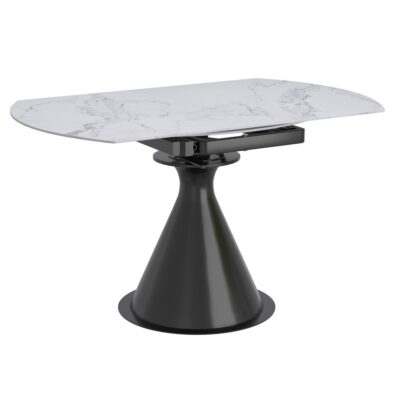 Calisto Round Pedestal Dining Table w/Extension in White and Black 10 Calisto Round Pedestal Dining Table w/Extension in White and Black 201-110WT 201 110WT 2