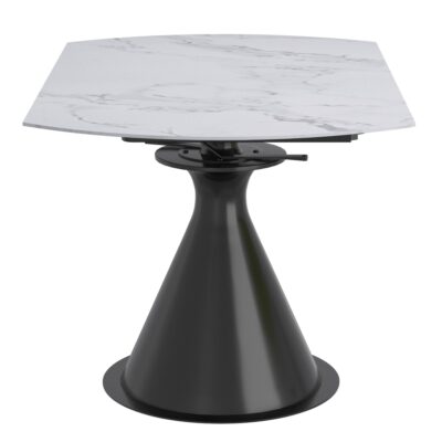 Calisto Round Pedestal Dining Table w/Extension in White and Black 11 Calisto Round Pedestal Dining Table w/Extension in White and Black 201-110WT 201 110WT 3