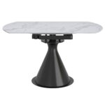 Calisto Round Pedestal Dining Table w/Extension in White and Black 201-110WT 201 110WT 4