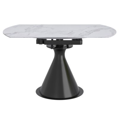 Calisto Round Pedestal Dining Table w/Extension in White and Black 12 Calisto Round Pedestal Dining Table w/Extension in White and Black 201-110WT 201 110WT 4