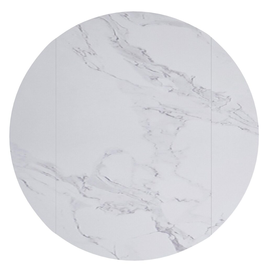 Calisto Round Pedestal Dining Table w/Extension in White and Black - Image 6