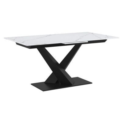 Julius Dining Table w/Extension in White and Black