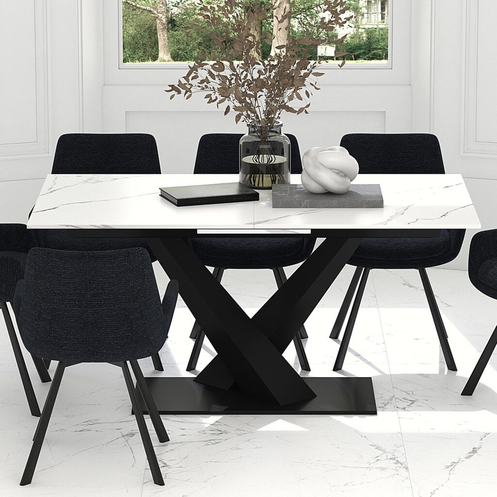 Julius Dining Table w/Extension in White and Black - Image 2