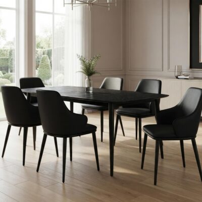 Phylon Dining Table with Extension, 63"-79" in Black 201-113BLK 201 113BLK 1