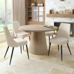 Godiva Round Pedestal Table in Ivory Stone 201-142IV 201 142IV 1