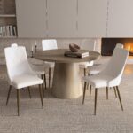 Godiva Round Pedestal Table in Ivory Stone 201-142IV 201 142IV 2