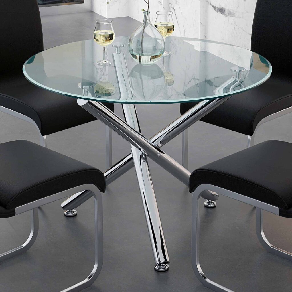 Solara II Round Dining Table in Chrome 201-160-40 201 160 40 1