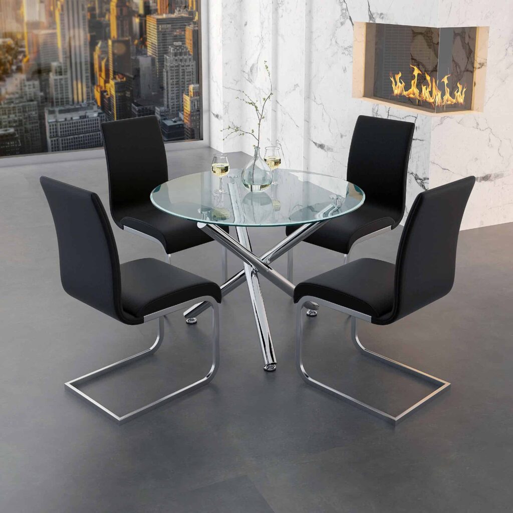 Solara II Round Dining Table in Chrome 201-160-40 201 160 40 4