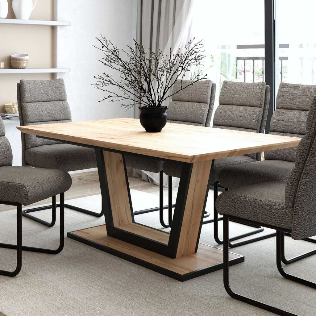 Forna Dining Table w/Extension in Natural and Black - Image 2