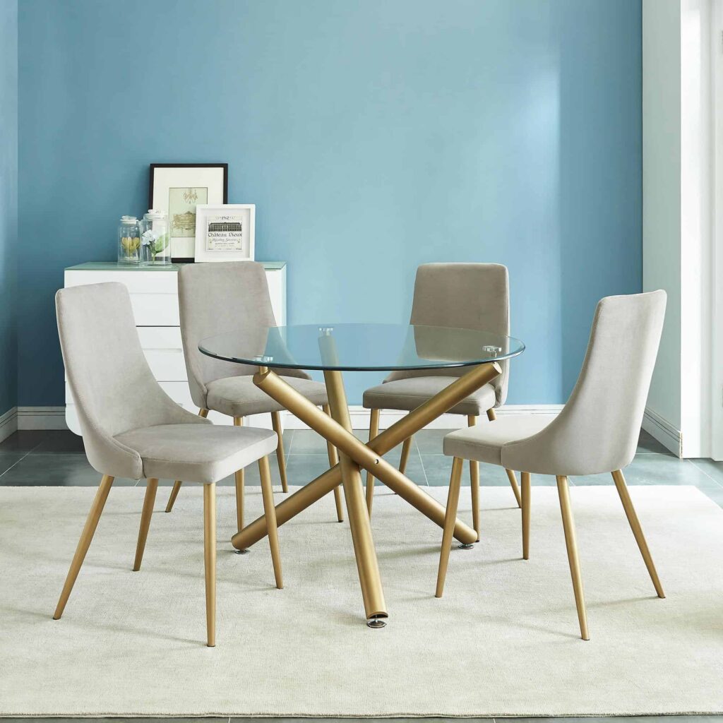 Carmilla Round Dining Table in Aged Gold - Image 5