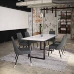 Gavin Dining Table w/Extension in Black and Faux Marble 201-360BK 201 360BK 1