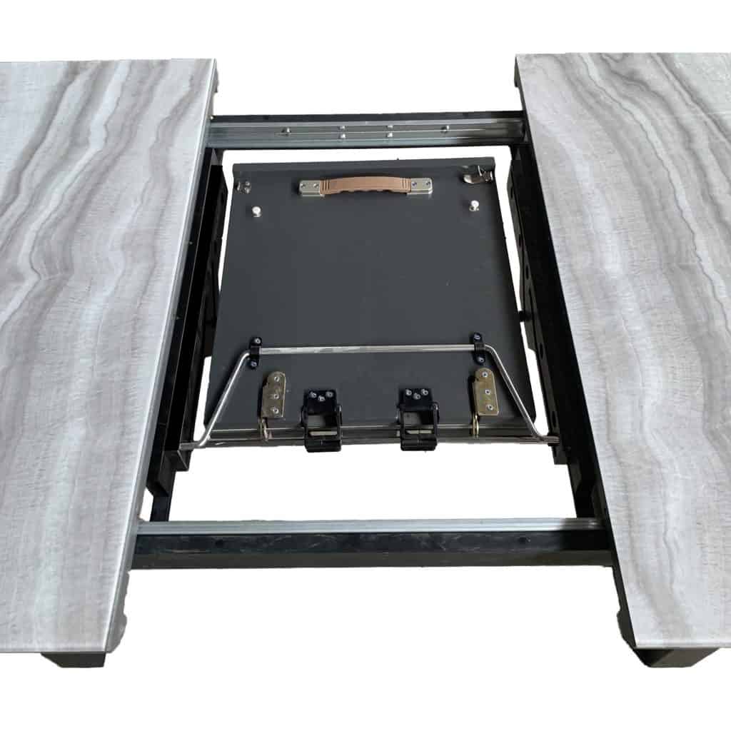Gavin Dining Table w/Extension in Black and Faux Marble - Image 3