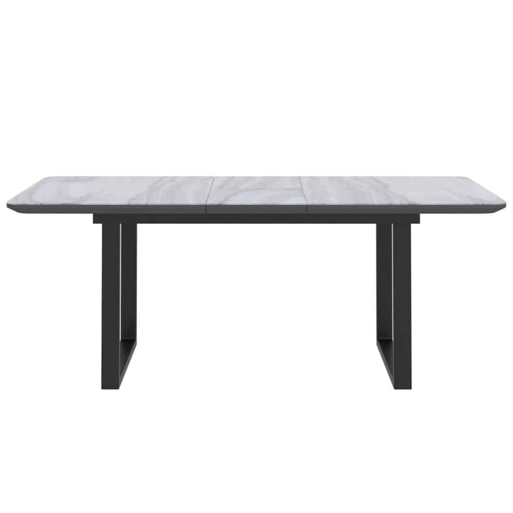 Gavin Dining Table w/Extension in Black and Faux Marble - Image 5