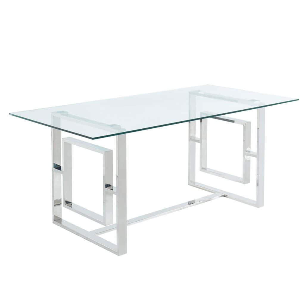 Eros Rectangular Dining Table in Silver 201-482CH 201 482CH