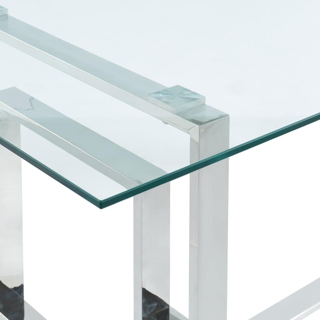 Eros Rectangular Dining Table in Silver - Image 6