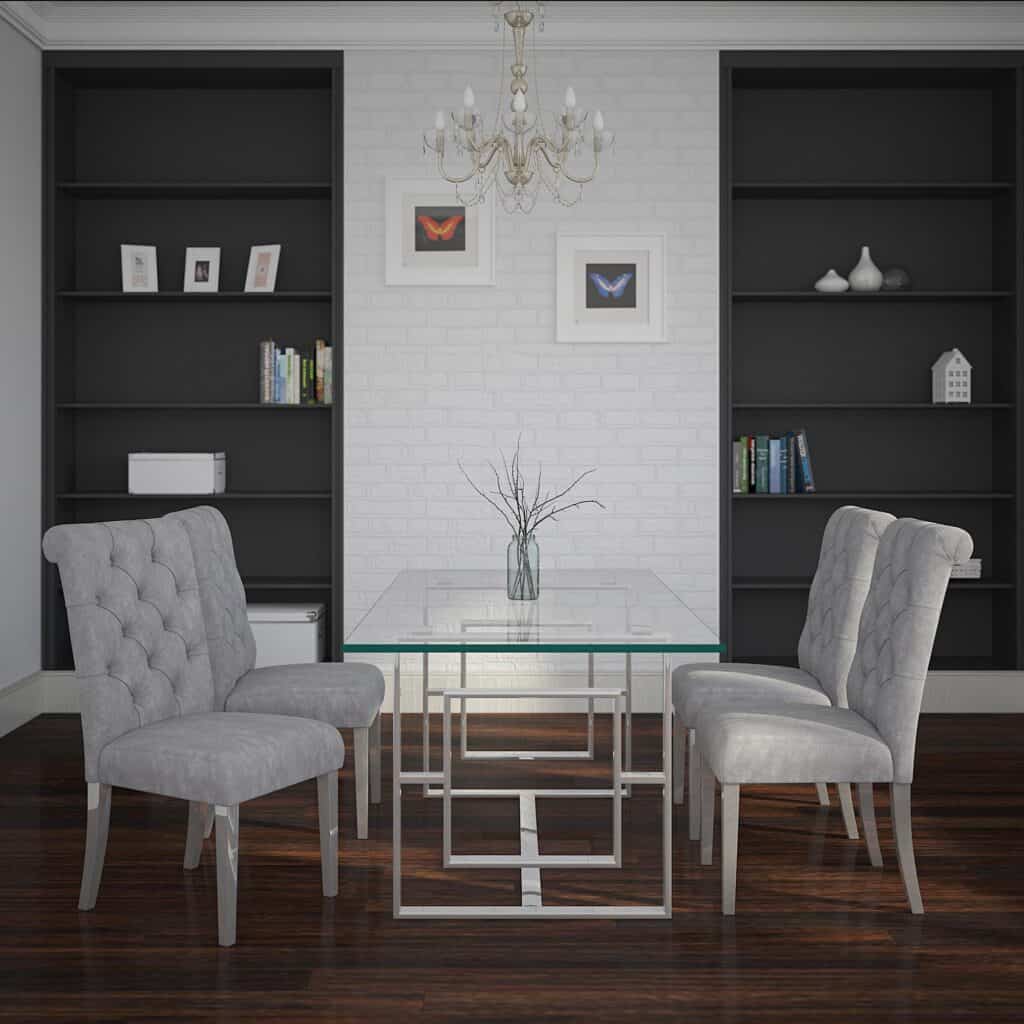 Eros Rectangular Dining Table in Silver - Image 7