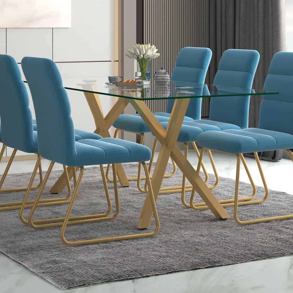 Stark Rectangular Dining Table in Aged Gold - Image 2