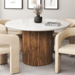 Jilsa Round Dining Table in Walnut & White 201-551WAL 201 551WAL 1