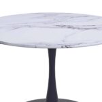 Zilo 48" Round Dining Table in White Faux Marble and Black 201-671BK_L 201 671BK L 2