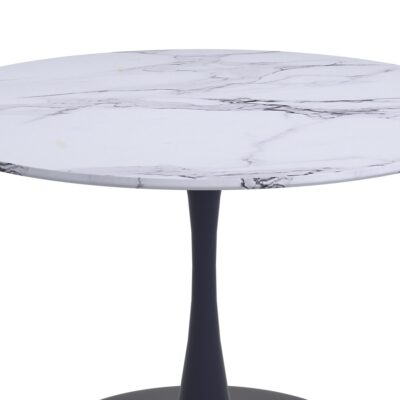 Zilo 48" Round Dining Table in White Faux Marble and Black 10 Zilo 48" Round Dining Table in White Faux Marble and Black 201-671BK_L 201 671BK L 2