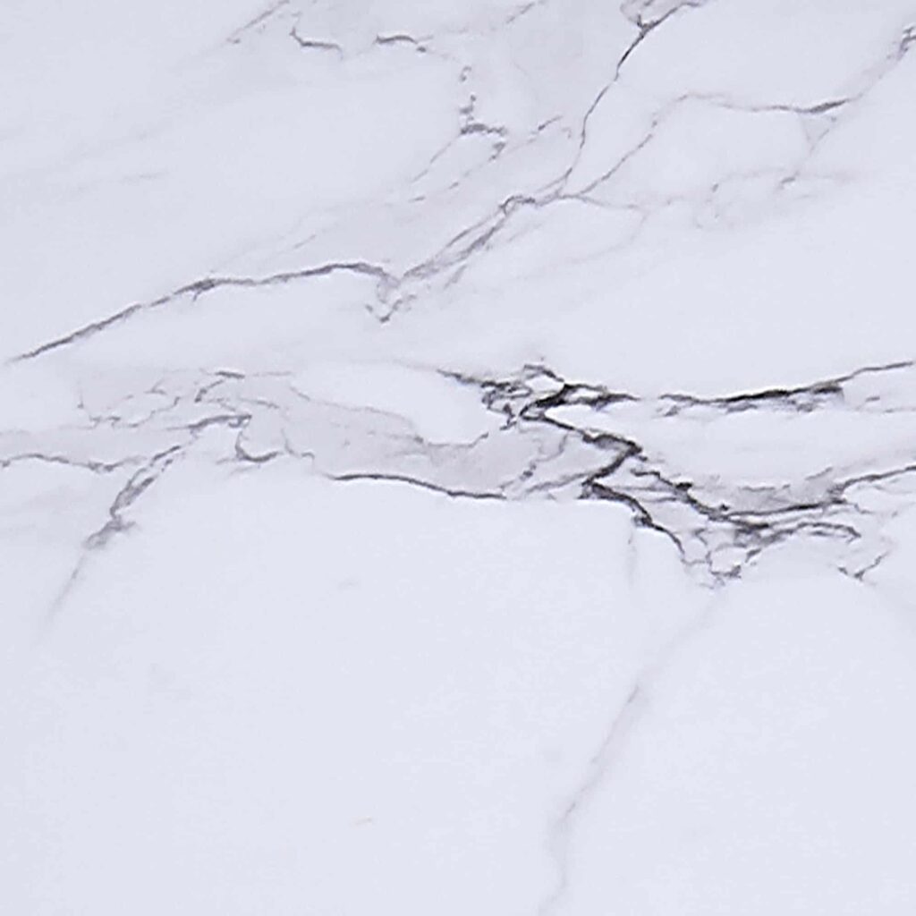 Zilo 48" Round Dining Table in White Faux Marble and Black - Image 4