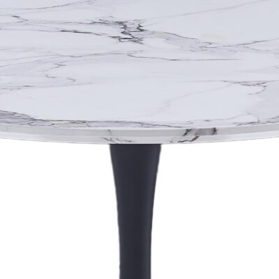 Zilo 40" Round Dining Table in White Faux Marble and Black 201-671BK_S 201 671BK S 2