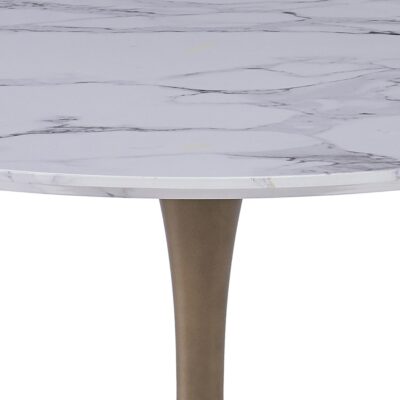 Zilo 48" Round Dining Table in White Faux Marble and Aged Gold 201-671GD_L 201 671GD L 2